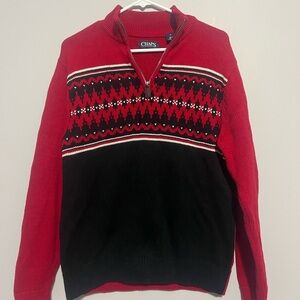 Vintage Chaps Men's Red‎ Printed Jumper Size M Pure Cotton Long Sleeve Sweater